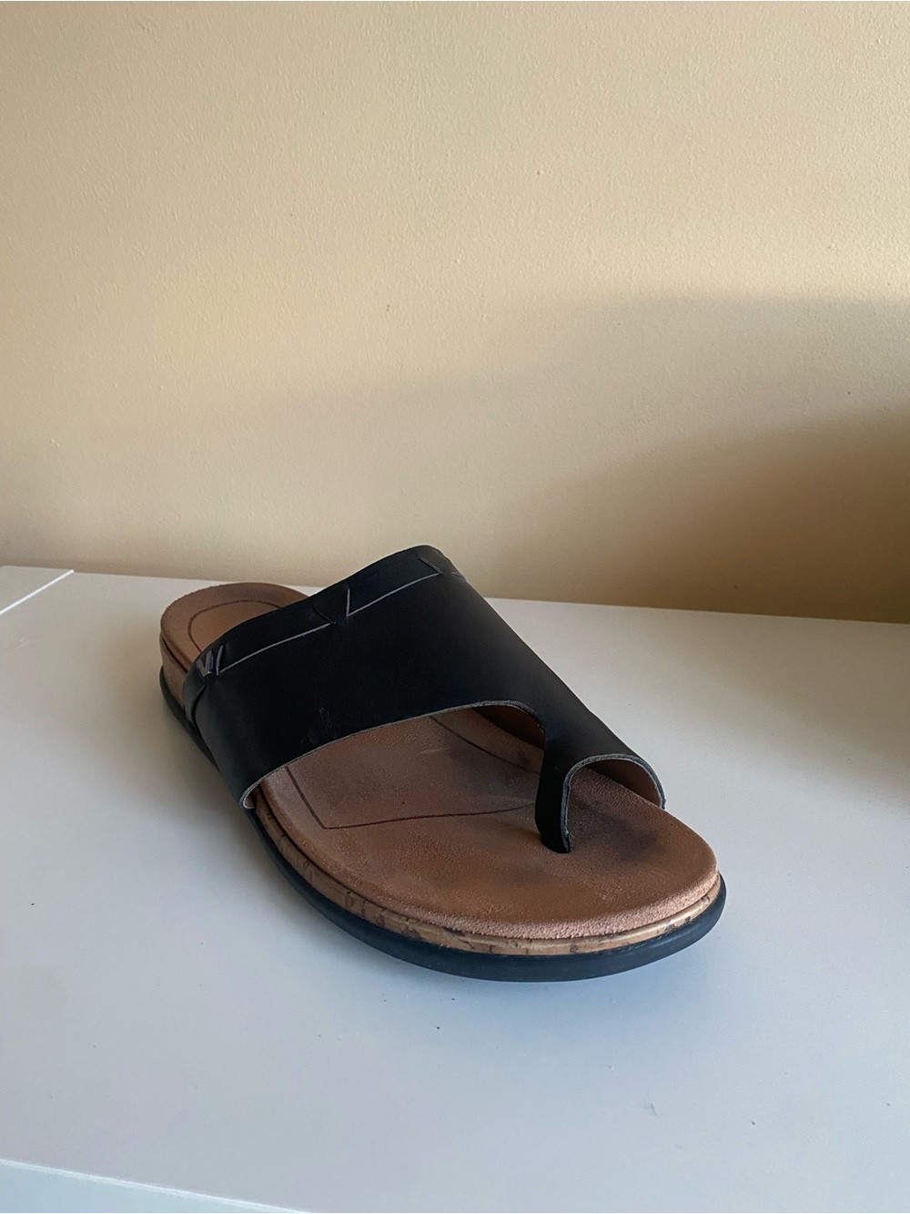 Vionic Cindy Black Leather Toe Ring Slide Sandals Orthotic Comfort US 12 - Picture 2 of 12
